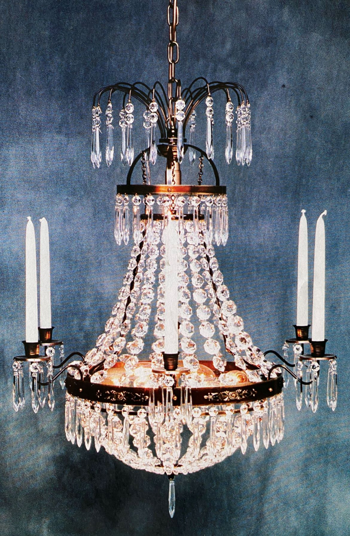 A glorious traditional sparkling crystal chandelier creates an atmosphere, a ceiling lamp for traditional home.